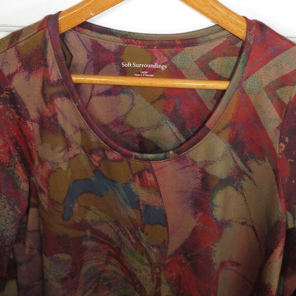 Soft Surroundings Julia Asymmetric Tunic Top Artsy Abstract Popover Size LG - Picture 3 of 5